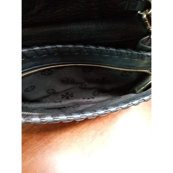 Tory Burch Marion Combo Black Leather Whipstitch Crossbody Bag W Gold Details - Picture 8 of 13